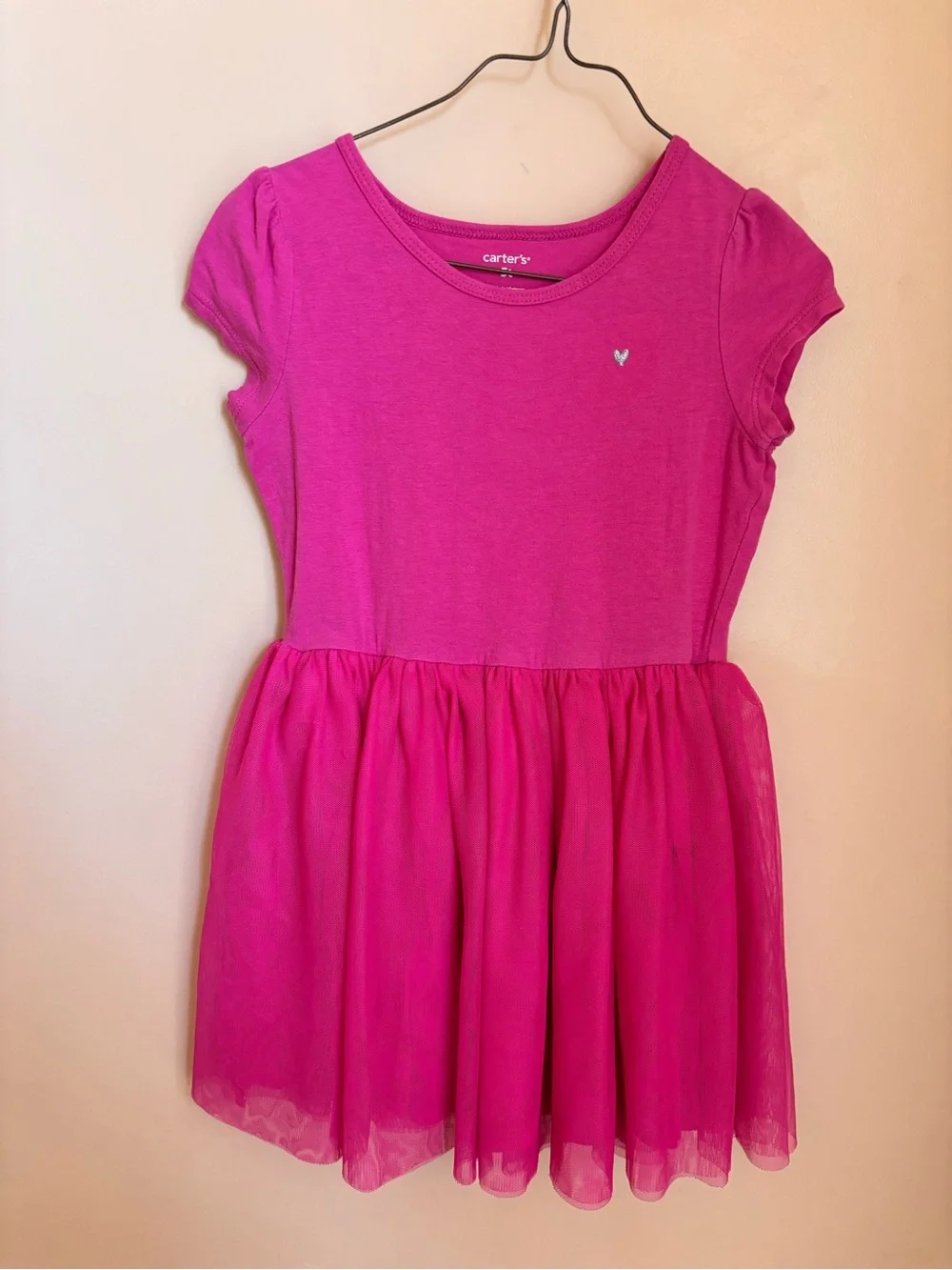 Set of 2 Carter's Grey and Fuchsia Tulle Skirt Mix Dress Duo Girls size 5T